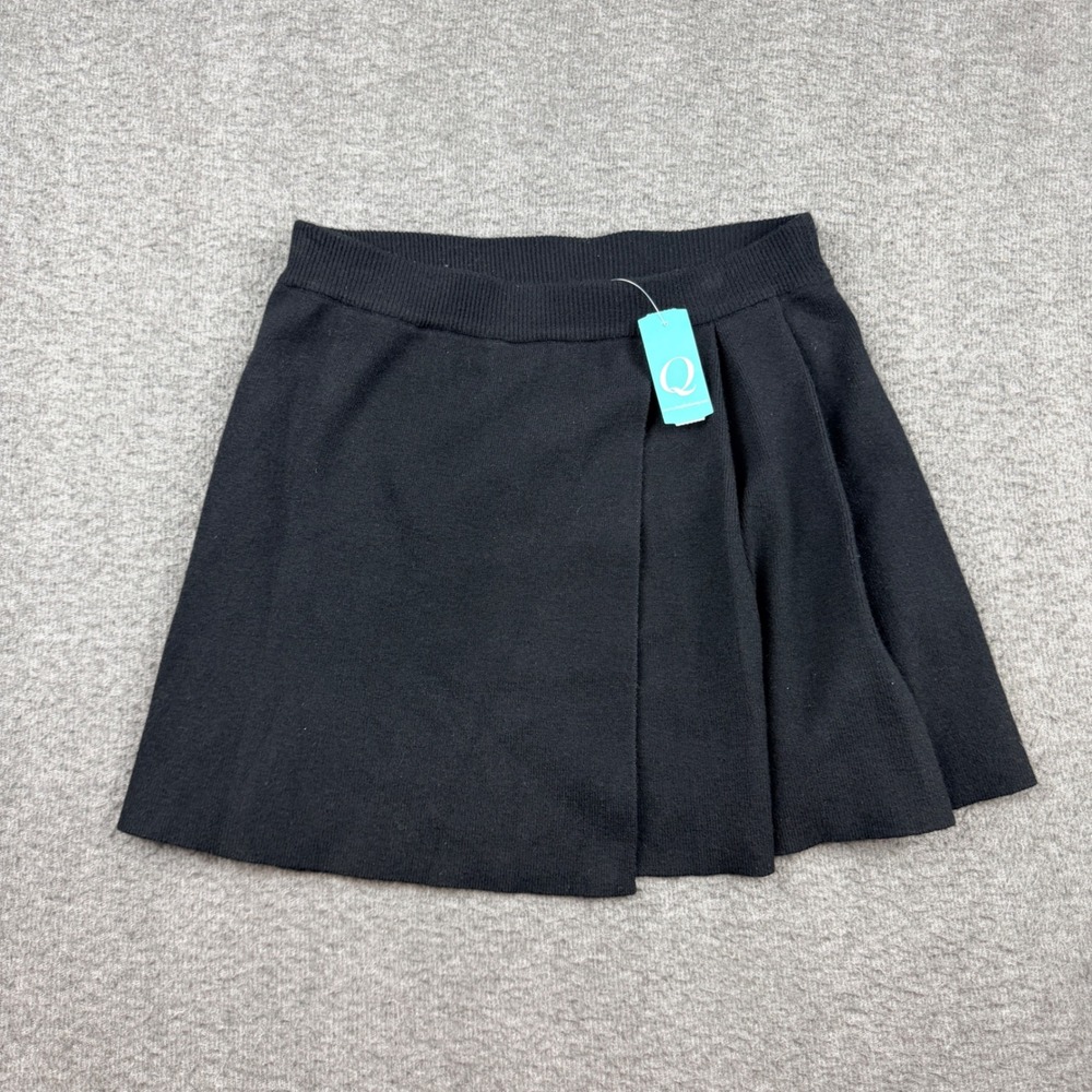 Aster Womens Black Pleated Knit Mini Skirt Small SW8487 Fashion Q NWT
